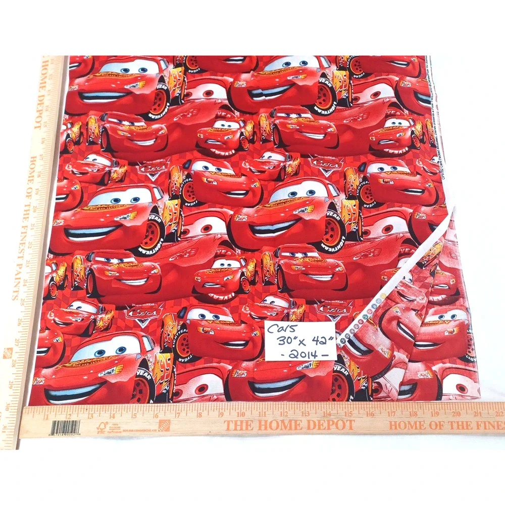 Cars Packed Mcqueen Disney Pixar 2014 Red Cotton Fabric 1 Pc 30x42 Craft Sewing